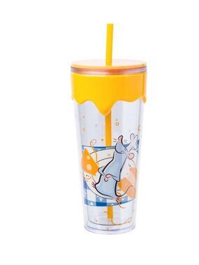Disney Ratatouille Remy Tumbler Cup With Straw & Drip Lid 26 Oz BPA-Free Plastic